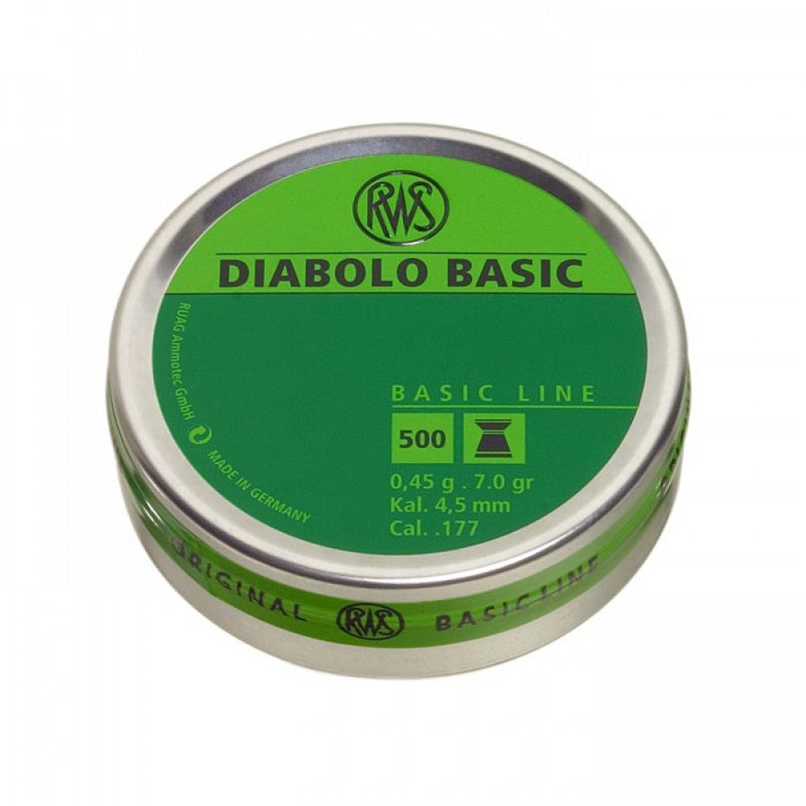 RWS Diabolo Basic .45g 7.0gr 177 Cal Air Pellets (500pk) (2315092)