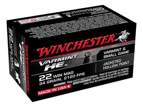 Winchester Supreme Ammunition 22 WMR (22Mag) 34 Grain JHP (50pk) (S22WM)