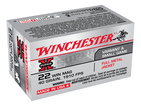 Winchester Super-X 22 WMR Ammunition 40 Grain Full Metal Jacket (FMJ) (50pk) (X22M)