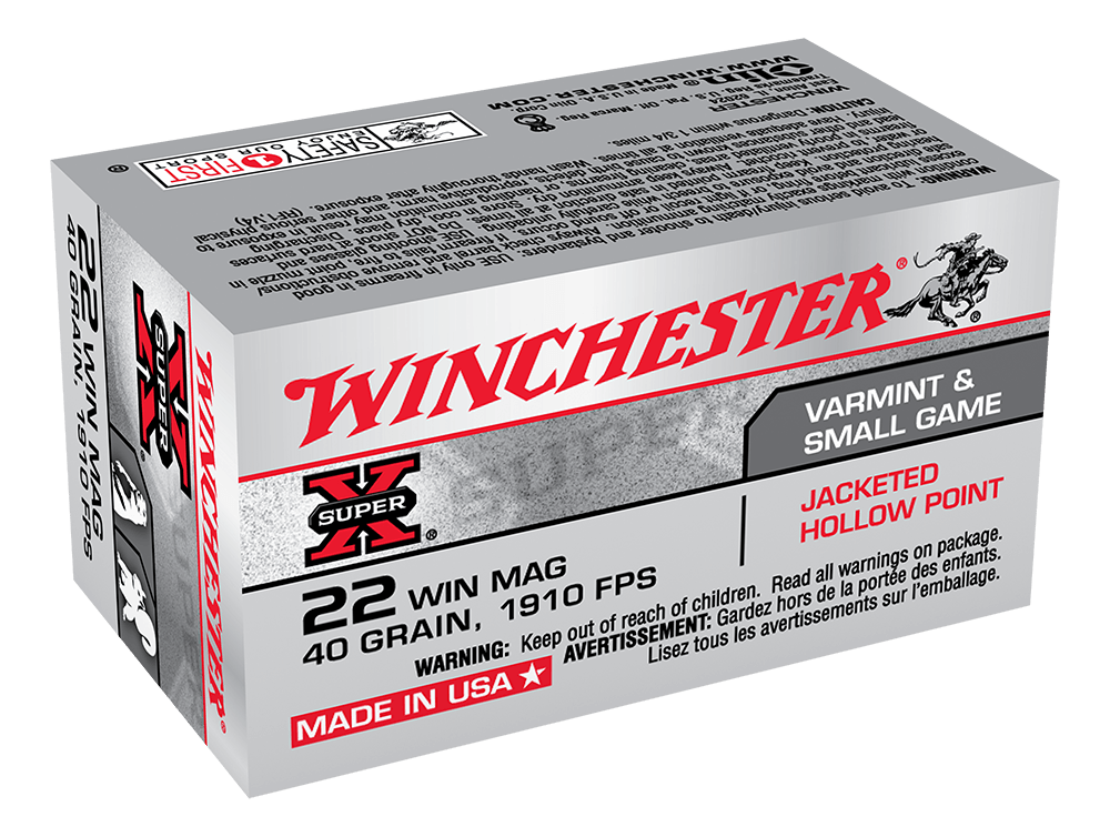 Winchester Super-X Ammunition 22  WMR 40 Grain JHP (50pk) (X22MH)