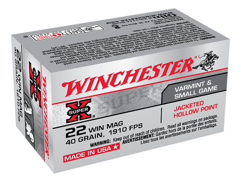 Winchester Super-X Ammunition 22  WMR 40 Grain JHP (50pk) (X22MH)
